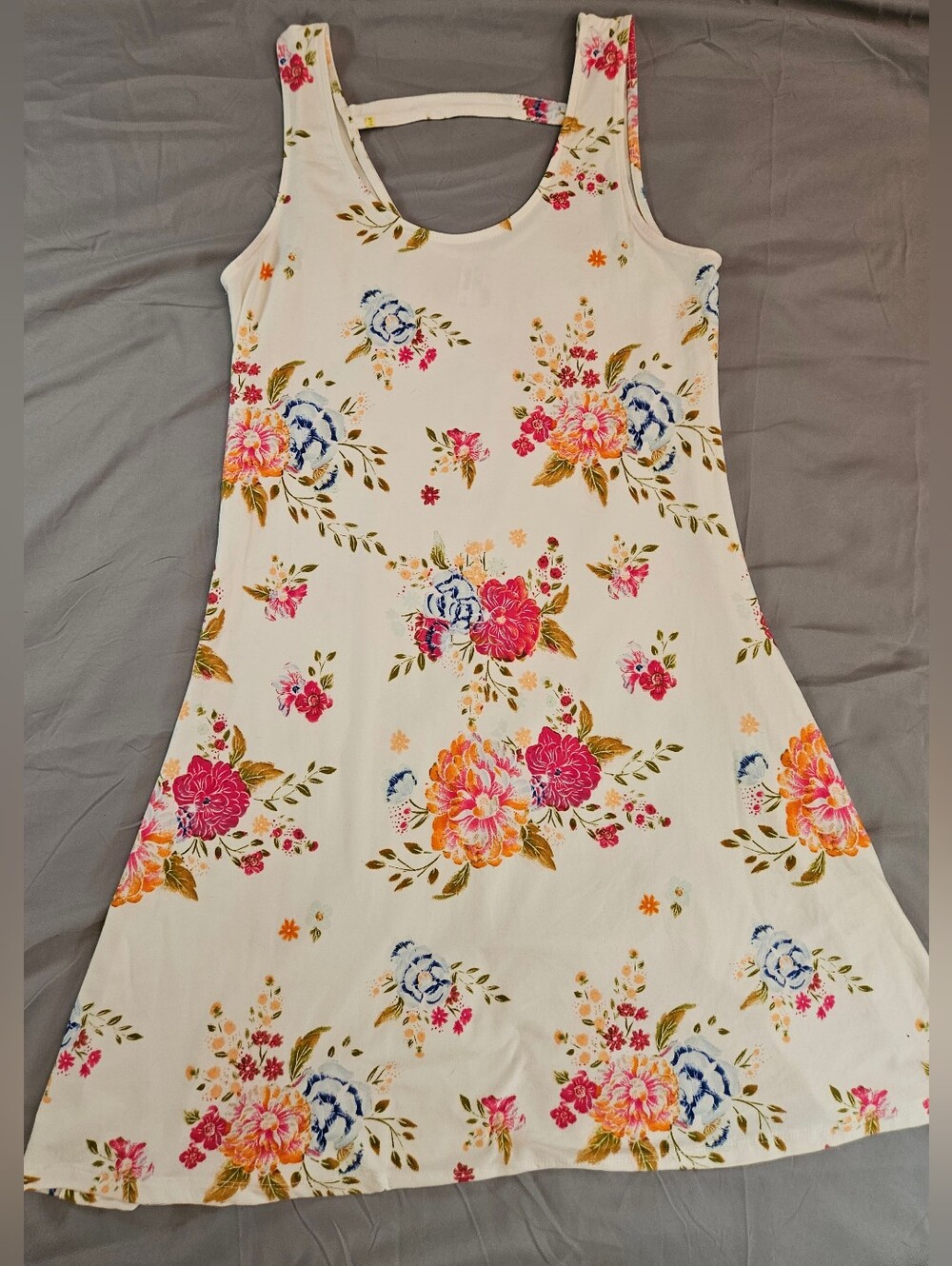 Mudd Juniors White & Multicolor Floral Sleeveless Short Tank Dress Size Small